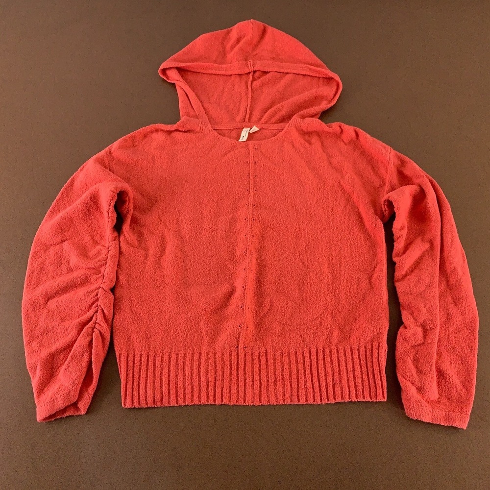 Moth by Anthropologie Women's Size Small Coral Cozy Knit Hooded Pullover Sweater